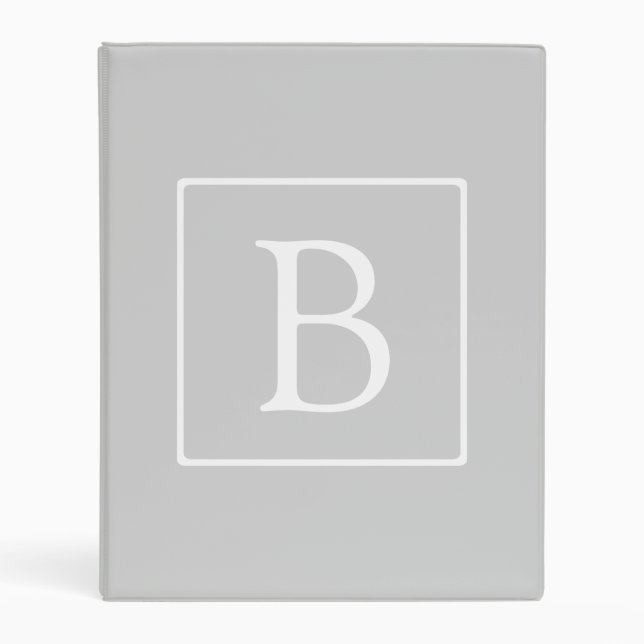 Simple Light Grey Monogram Mini Binder (Front)