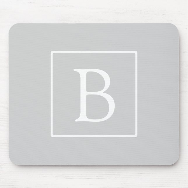 Simple Light Grey Monogram Mouse Pad (Front)