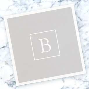 Simple Light Grey Monogram Napkins