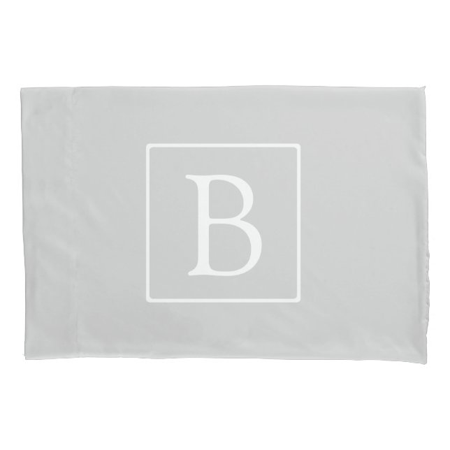 Simple Light Grey Monogram Pillow Case (Front)