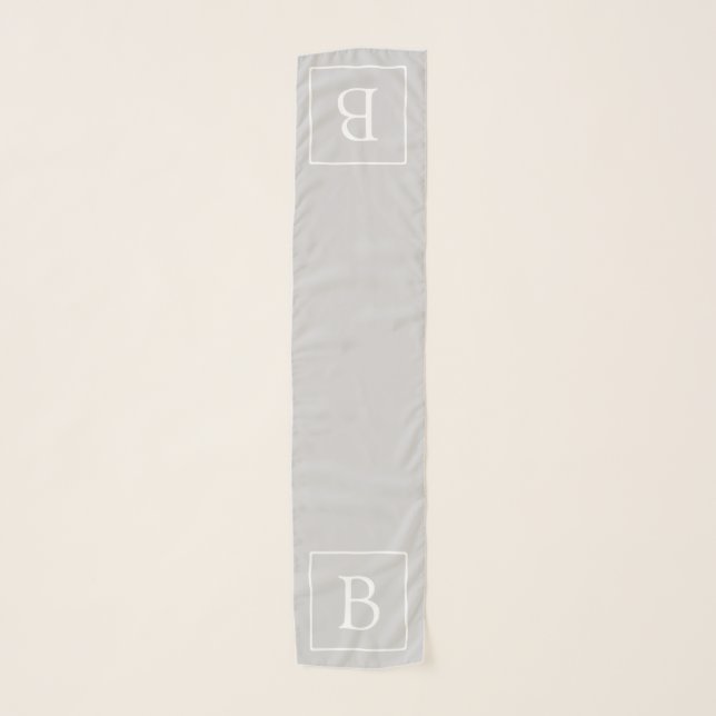 Simple Light Grey Monogram Scarf (Front)
