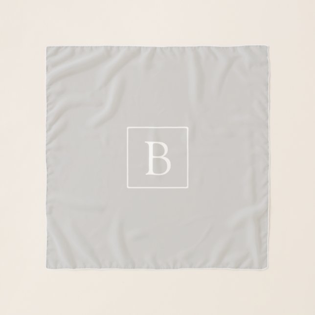 Simple Light Grey Monogram Scarf (Front)