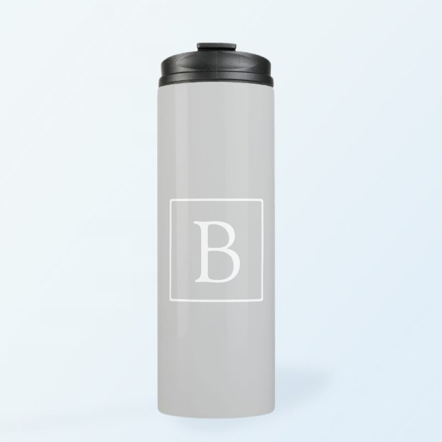 Simple Light Grey Monogram Thermal Tumbler (Creator Uploaded)