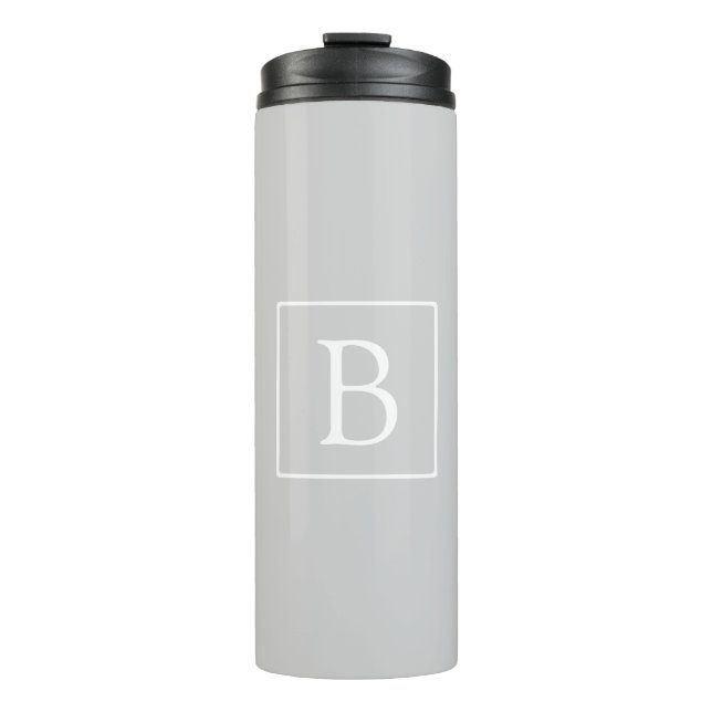 Simple Light Grey Monogram Thermal Tumbler (Front)