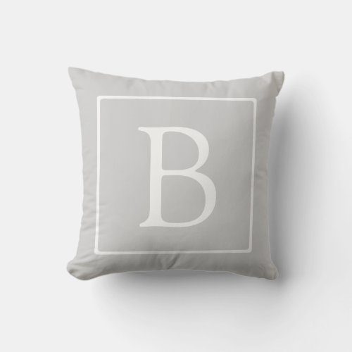 Simple Light Grey Monogram Throw Pillow