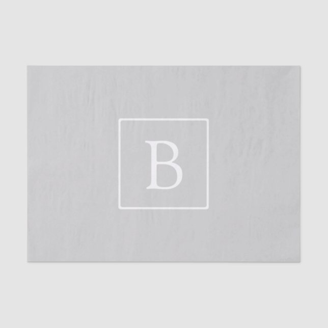 Simple Light Grey Monogram Tissue Paper (Front)