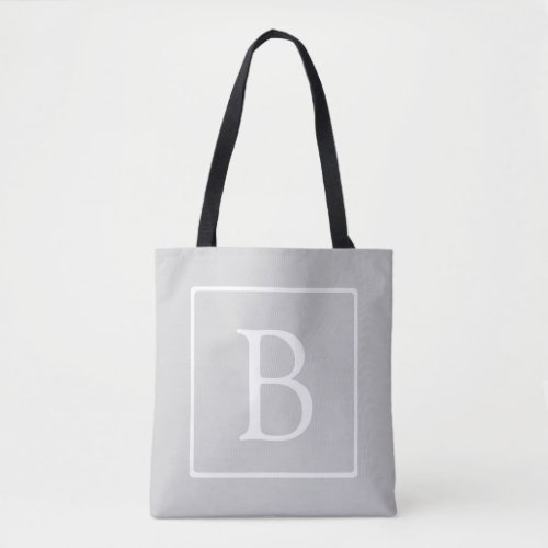 Simple Light Grey Monogram Tote Bag