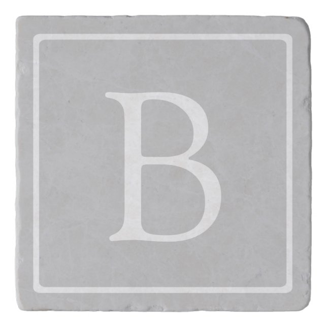 Simple Light Grey Monogram Trivet (Front)