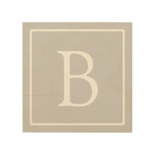 Simple Light Grey Monogram Wood Wall Art