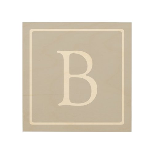 Simple Light Grey Monogram Wood Wall Art