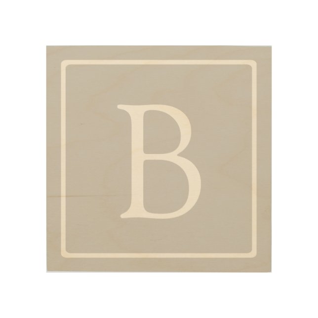 Simple Light Grey Monogram Wood Wall Art (Front)