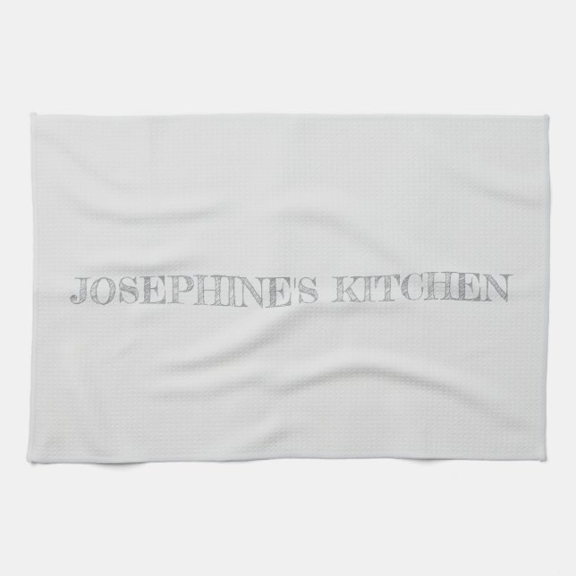 Simple Light Grey Personalized Modern Chic Kitchen Towel (Horizontal)