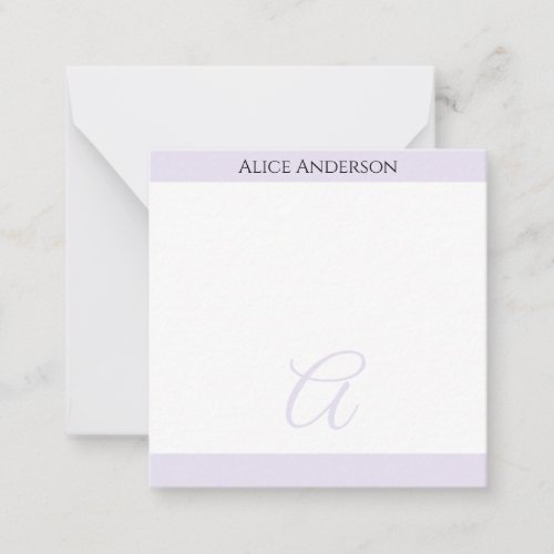 Simple Light Lavender Chic Pastel Monogram Mini Note Card