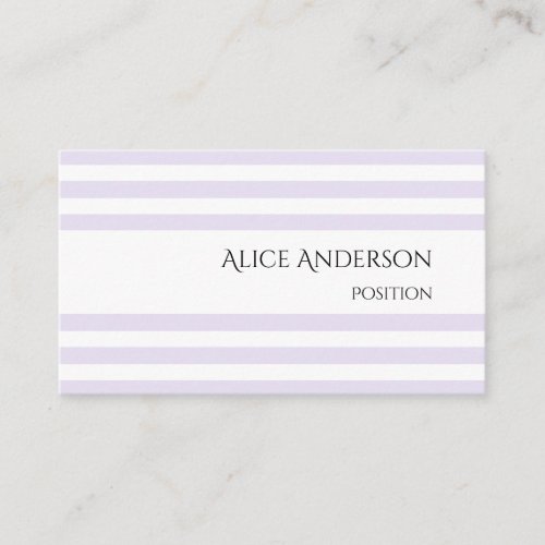 Simple Light Lavender Chic Pastel Stripes Minimal Business Card