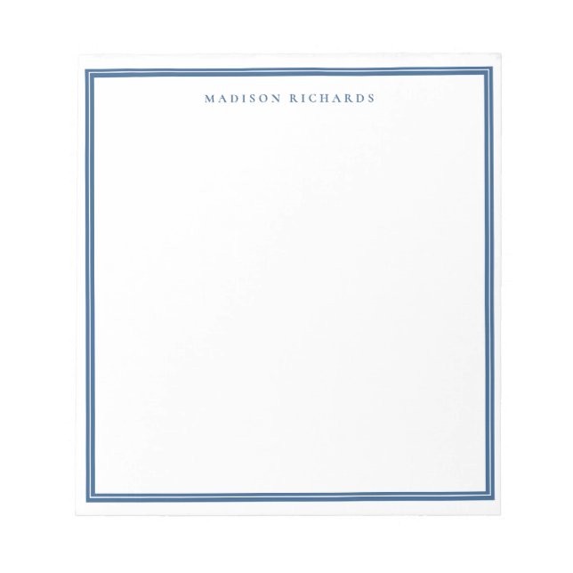 Simple Light Navy Blue Border Personalized  Notepad (Front)