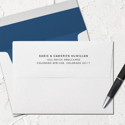 Simple Light Navy Blue Return Address Lined Envelope