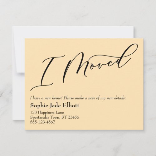 Simple Light Peach I Moved New Address Card