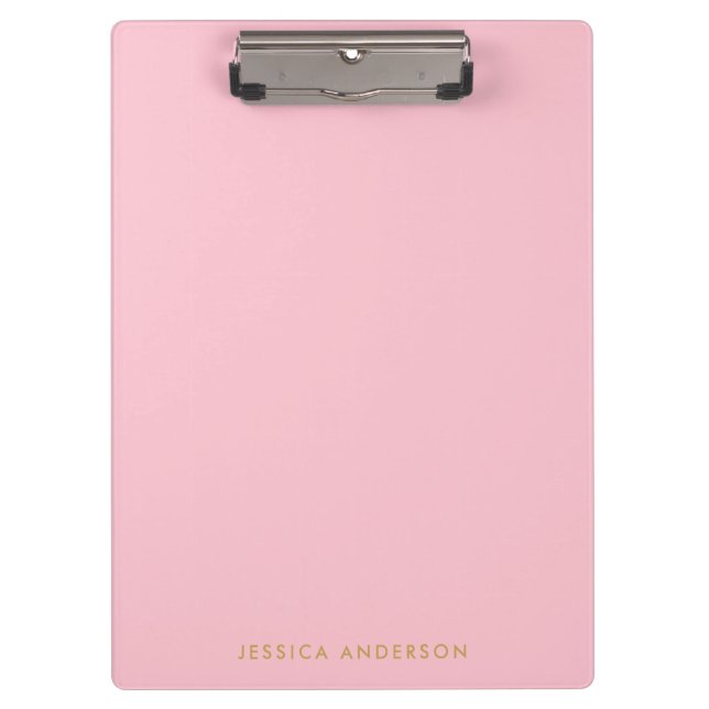 Simple Light Pink And Gold | Name Clipboard (Front)