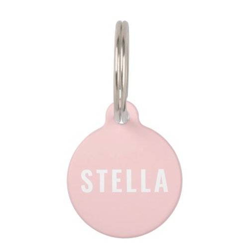 Simple light pink any color name and phone number pet ID tag