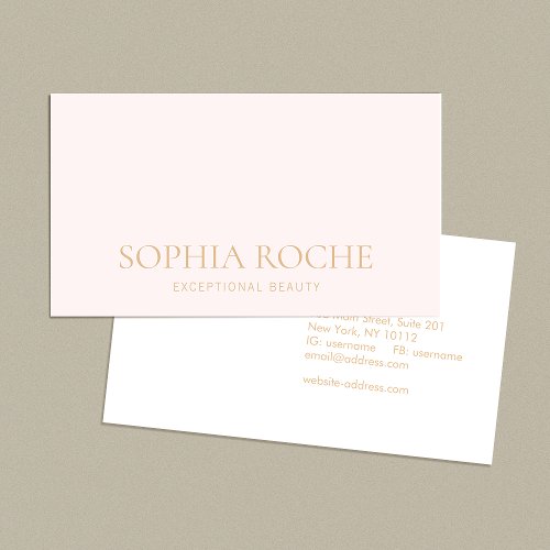Simple Light Pink Beauty Salon  Spa Business Card