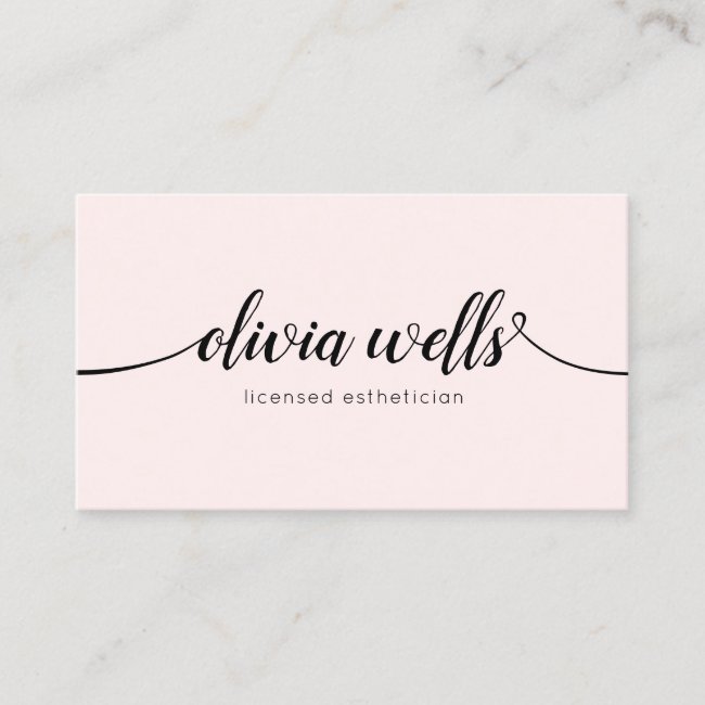 Simple Light Pink Handwritten Script Calligraphy Business Card