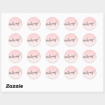 Simple light pink handwritten script calligraphy classic round sticker ...