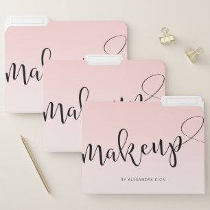 Simple light pink handwritten script calligraphy file folder