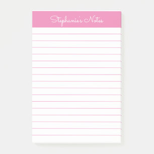 Simple Light Pink Lined Personalized Post-it Notes