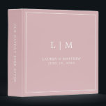 Simple Light Pink Monogram Elegant Wedding 3 Ring Binder<br><div class="desc">Simple wedding binder featuring a modern yet elegant design with your two letter monogram along with your names and wedding date surrounded by a thin border. All text is in white over a dusty rose pink background. The fonts and background colors may be changed to any colors you wish. A...</div>