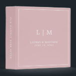 Simple Light Pink Monogram Elegant Wedding 3 Ring Binder<br><div class="desc">Simple wedding binder featuring a modern yet elegant design with your two letter monogram along with your names and wedding date surrounded by a thin border. All text is in white over a dusty rose pink background. The fonts and background colors may be changed to any colors you wish. A...</div>