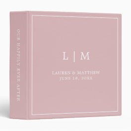 Simple Light Pink Monogram Elegant Wedding 3 Ring Binder