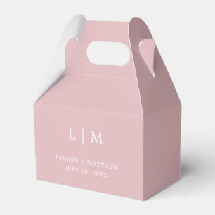 Simple Light Pink Monogram Elegant Wedding Favor Boxes