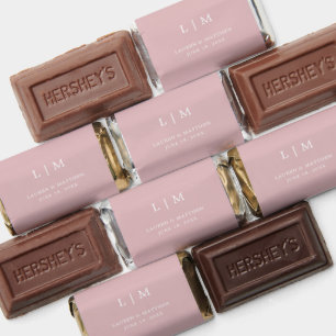 Simple Light Pink Monogram Elegant Wedding Hershey's Miniatures