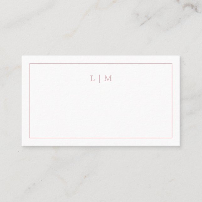 Simple Light Pink Monogram Elegant Wedding Place Card (Front)