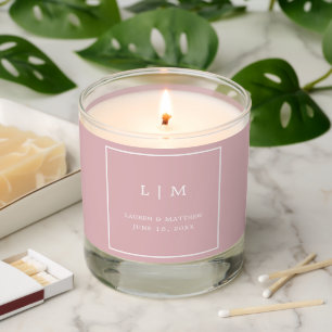 Simple Light Pink Monogram Elegant Wedding Scented Candle