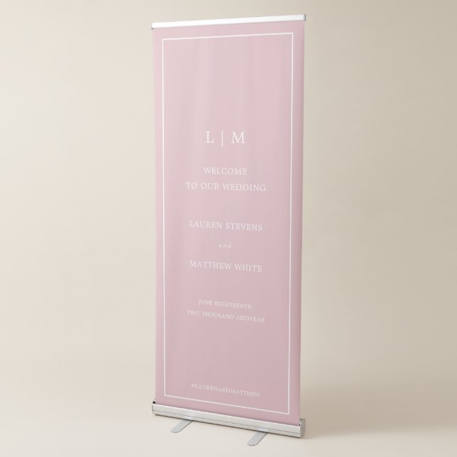 Simple Light Pink Monogram Wedding Welcome Sign (3/4)
