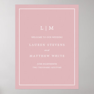 Simple Light Pink Monogram Wedding Welcome Sign