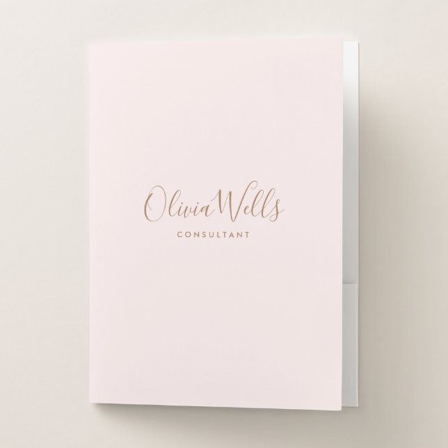 Simple Light Pink Signature Script  Pocket Folder (Front)