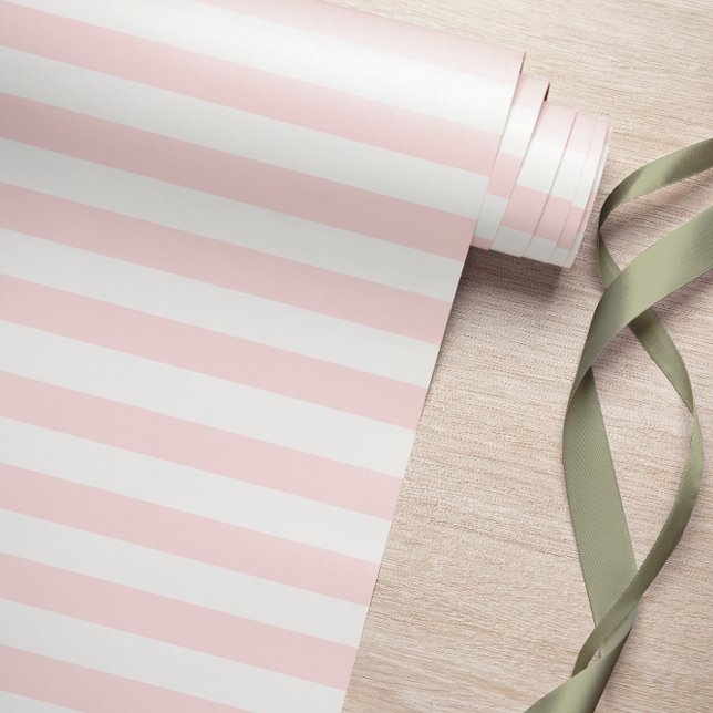 Simple Light Pink White Stripes Wrapping Paper (Creator Uploaded)