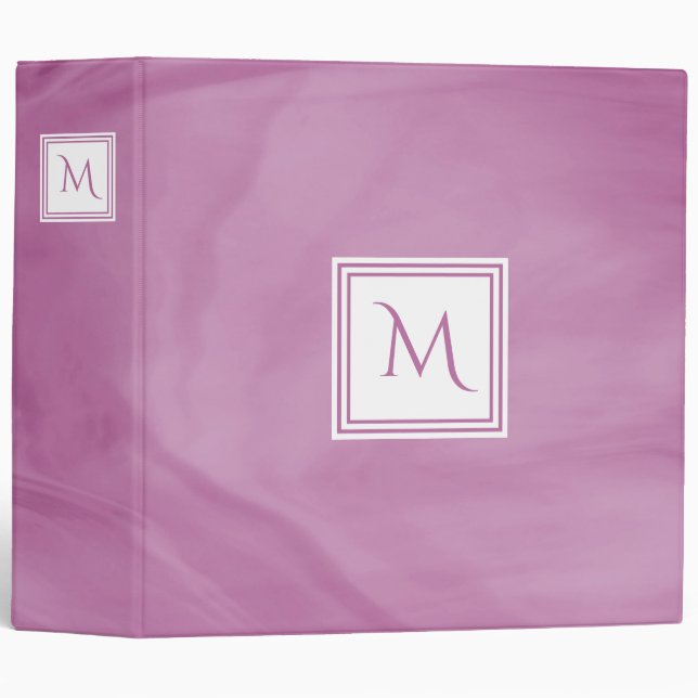 Simple Light Purple Subtle Marble Modern Monogram 3 Ring Binder (Front/Spine)