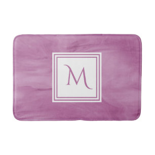 Simple Light Purple Subtle Marble Modern Monogram Bath Mat