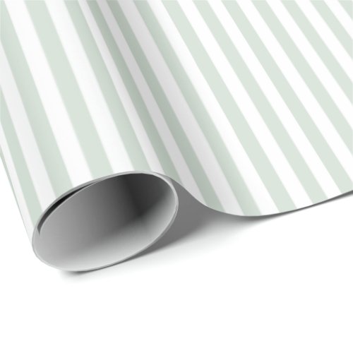 Simple Light Sage and White Stripes Pattern Wrapping Paper