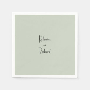 Simple Light Sage Custom Wedding Cocktail II Napkins