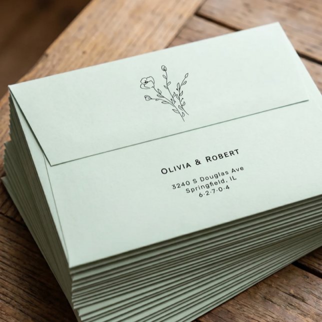 Simple Light Sage Rustic Floral Wedding Envelope (Creator Uploaded)