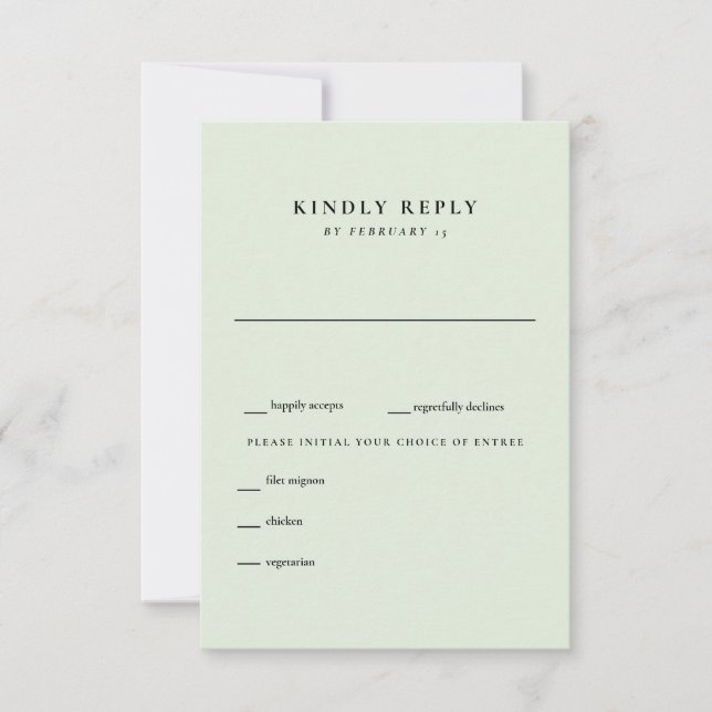  Simple Light Sage Wedding RSVP (Front)
