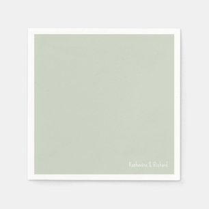 Simple Light Sage White Text II Wedding Cocktail Napkins