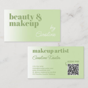 Simple Light Summer Lime Green White Calligraphy Business Card
