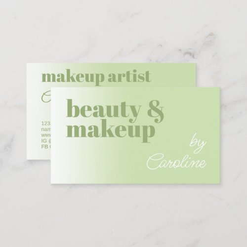 Simple Light Summer Lime Green White Calligraphy Business Card