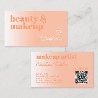Simple Light Sunny Summer Peach White Calligraphy Business Card