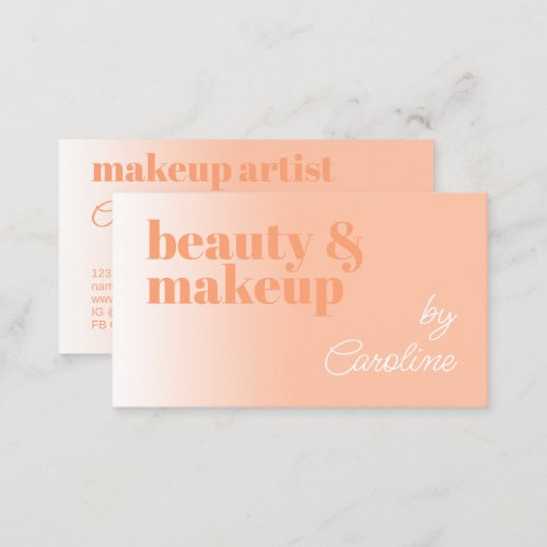 Simple Light Sunny Summer Peach White Calligraphy Business Card